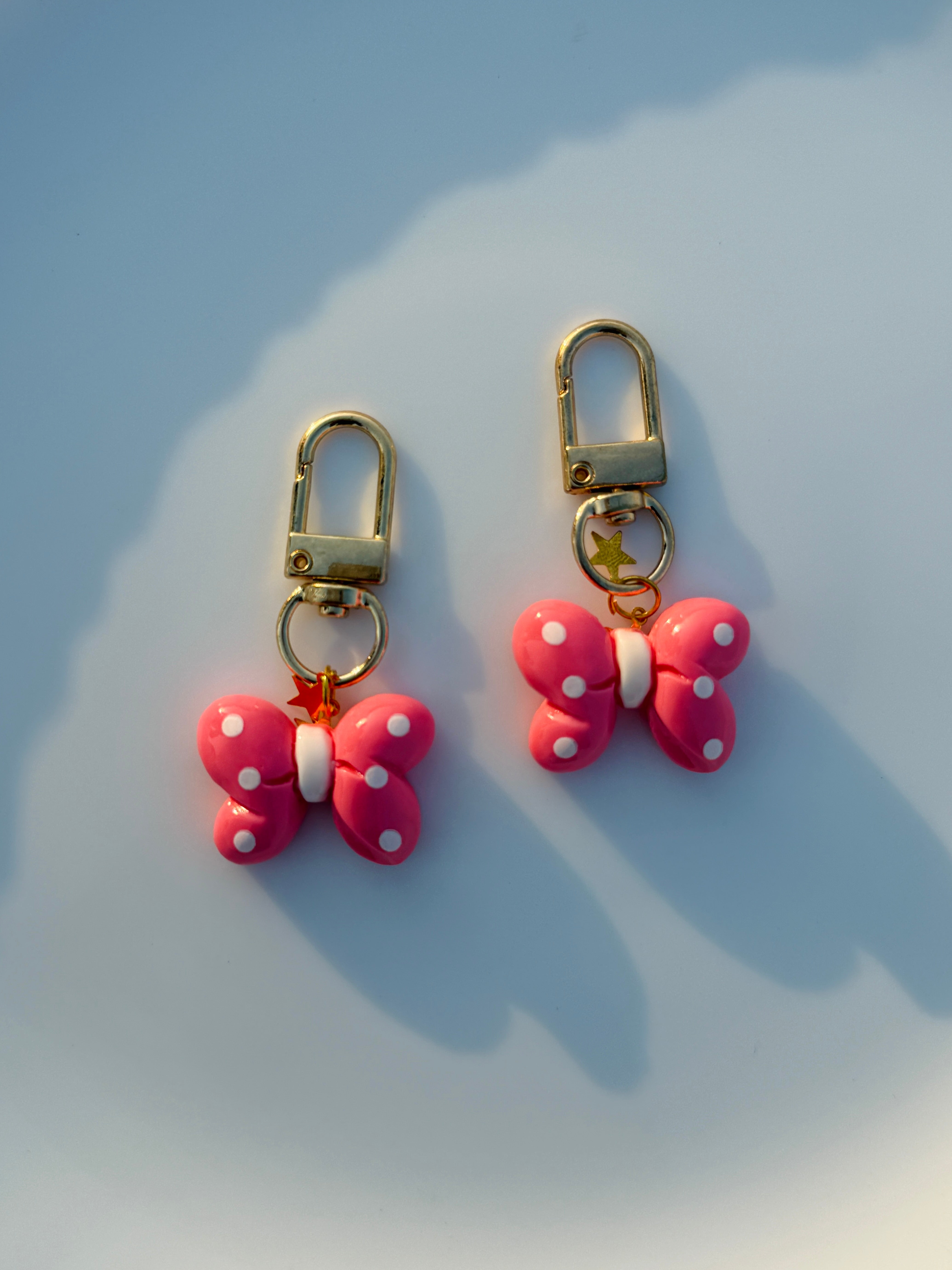 Polka Dot Butterfly Keychain Cute Pastel Bag Charm