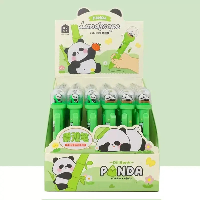 Cute Panda Landscape Gel Pen 0.5mm Kawaii Mini Panda Dome Pen