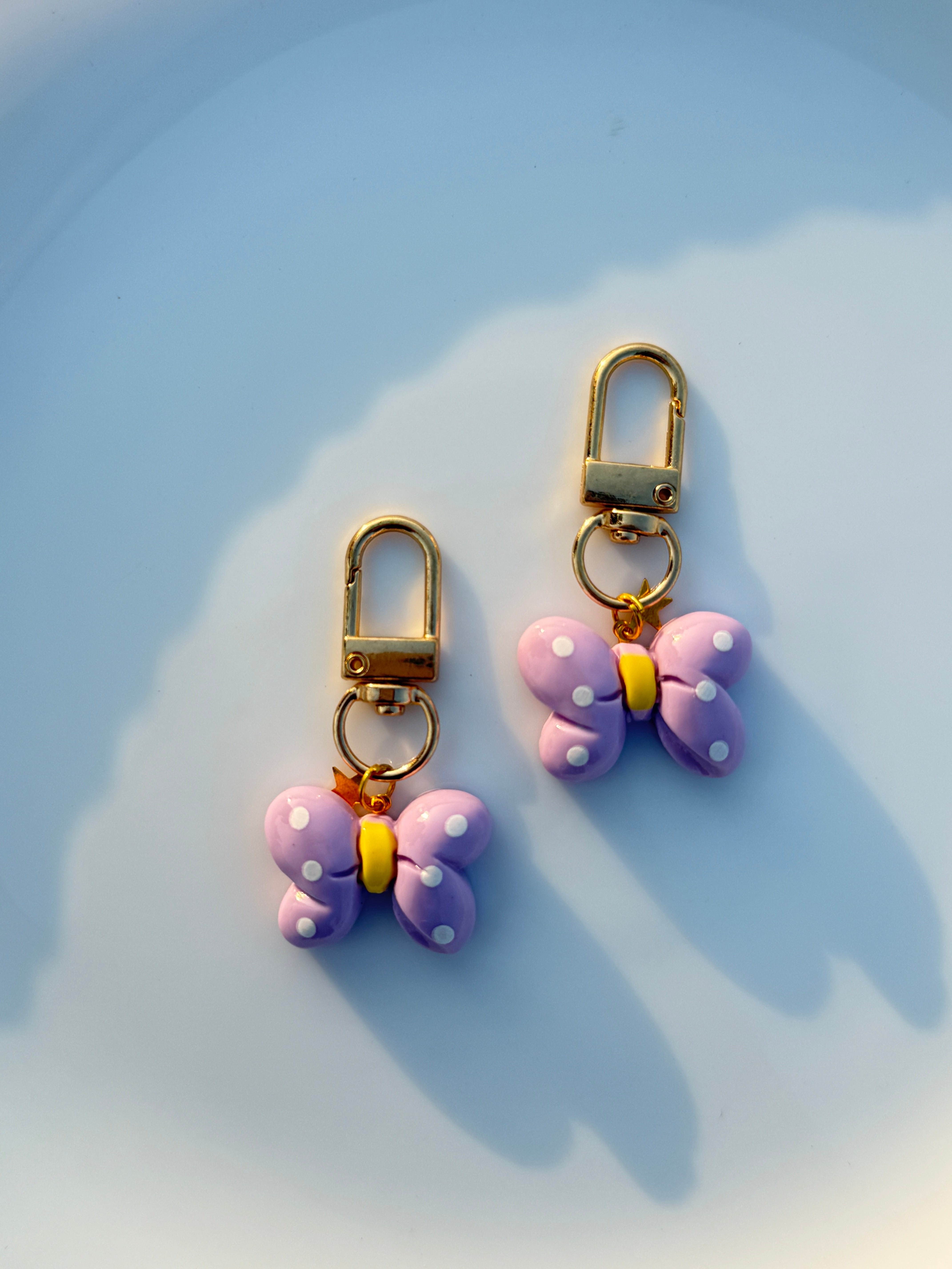 Polka Dot Butterfly Keychain Cute Pastel Bag Charm