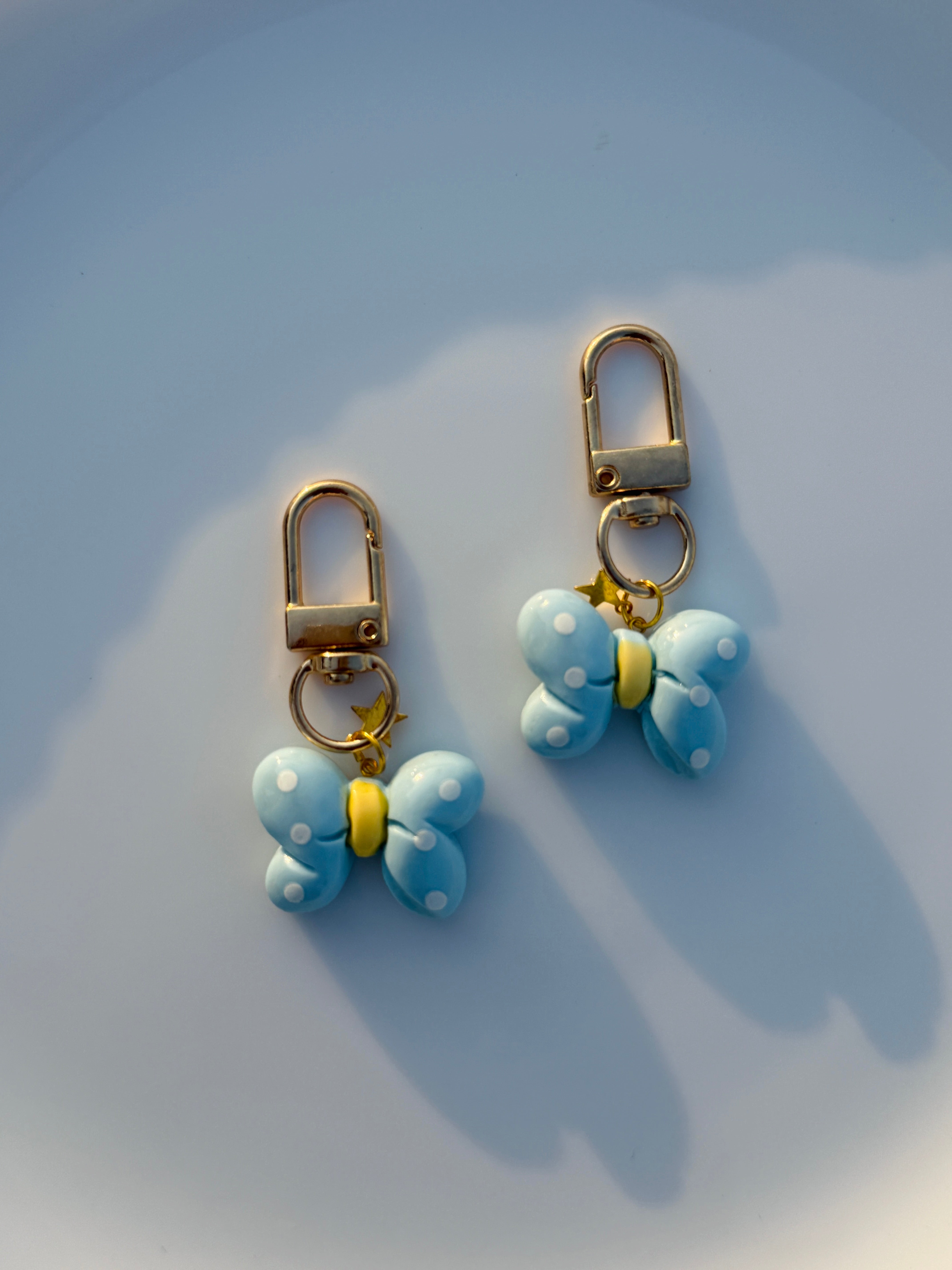 Polka Dot Butterfly Keychain Cute Pastel Bag Charm