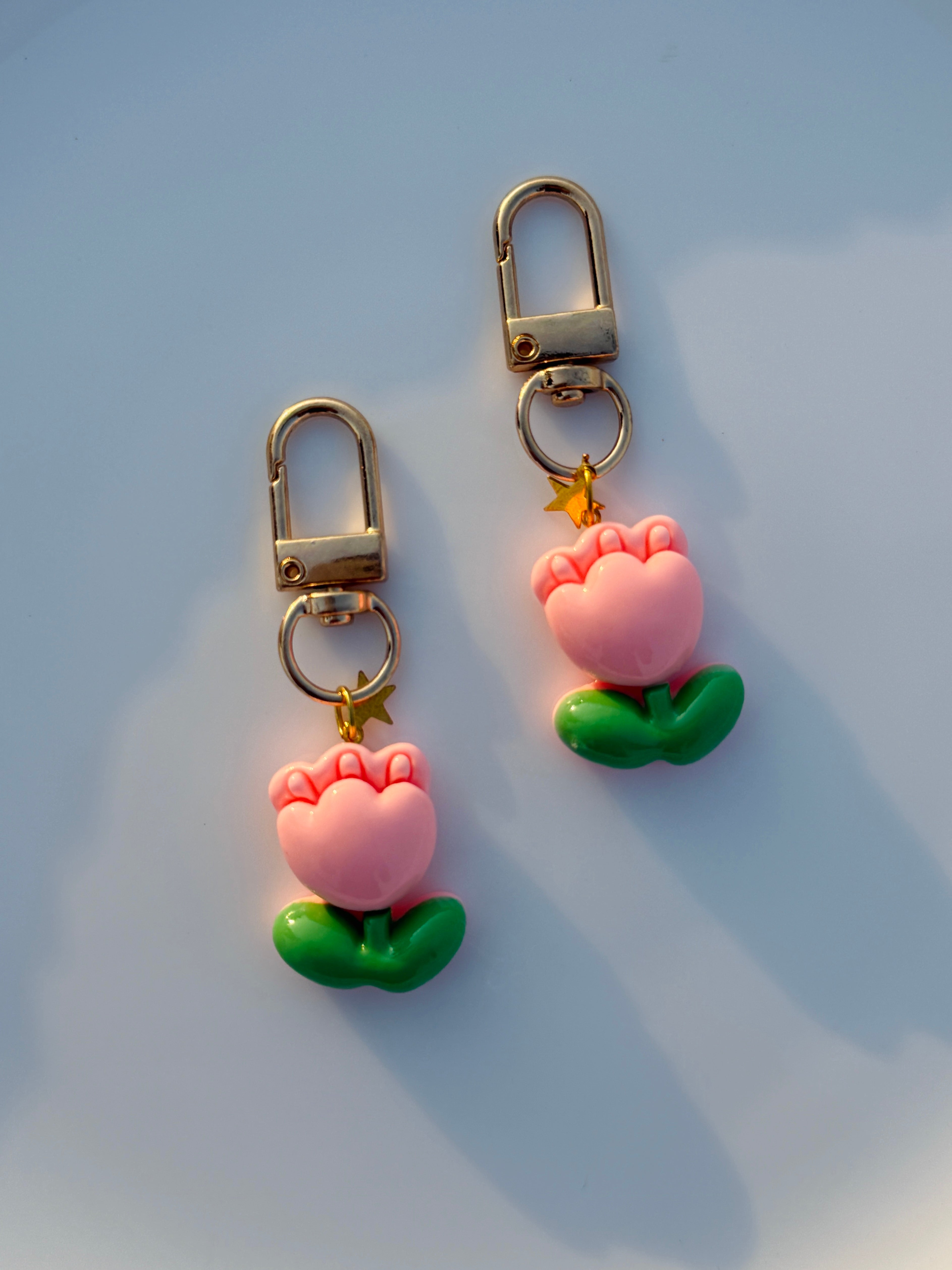 Pastel Tulip Flower Keychain Cute Aesthetic Bag Charm