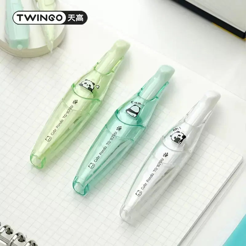 Cute Panda Correction Tape Set with 2 Refills 18m Kawaii Stationery for School & Office