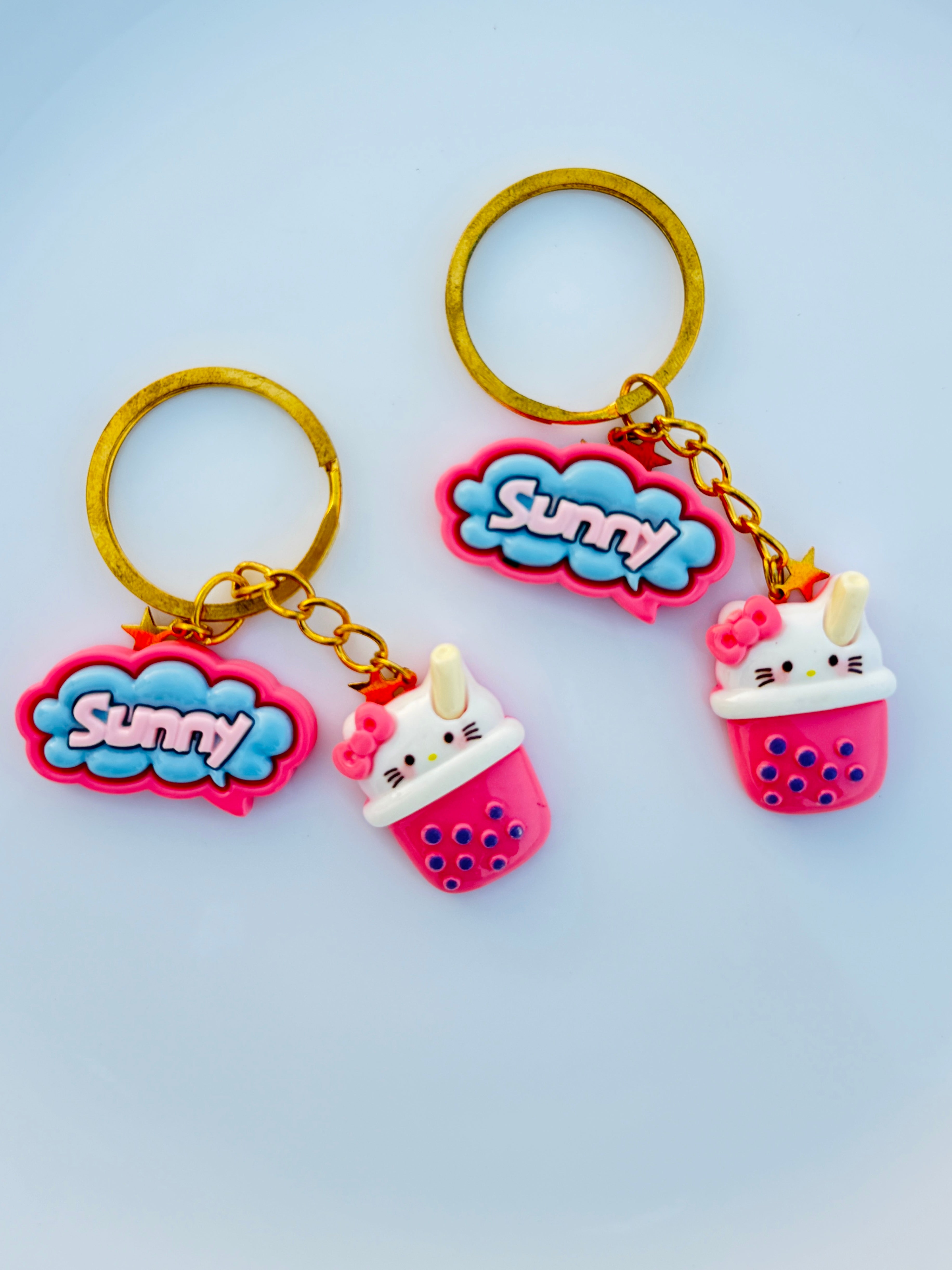 Bubble Tea Phrase Keychain Cute Boba Cup Charm with Pastel Quote Tag