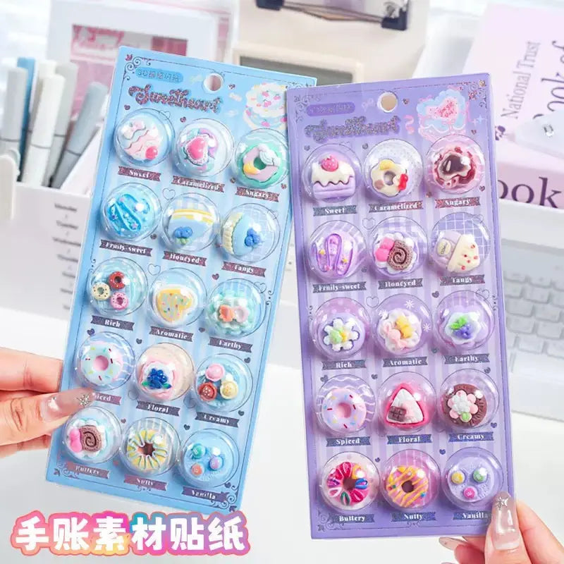 Kawaii 3D Dessert Puffy Sticker Set 20 Cute Bubble Stickers for Journals & Crafts