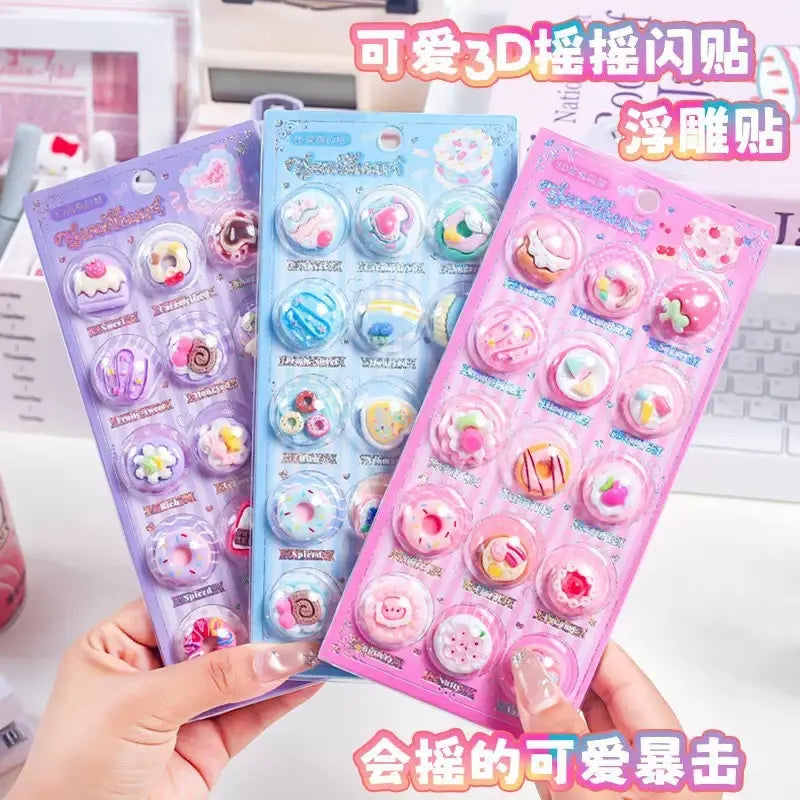 Kawaii 3D Dessert Puffy Sticker Set 20 Cute Bubble Stickers for Journals & Crafts
