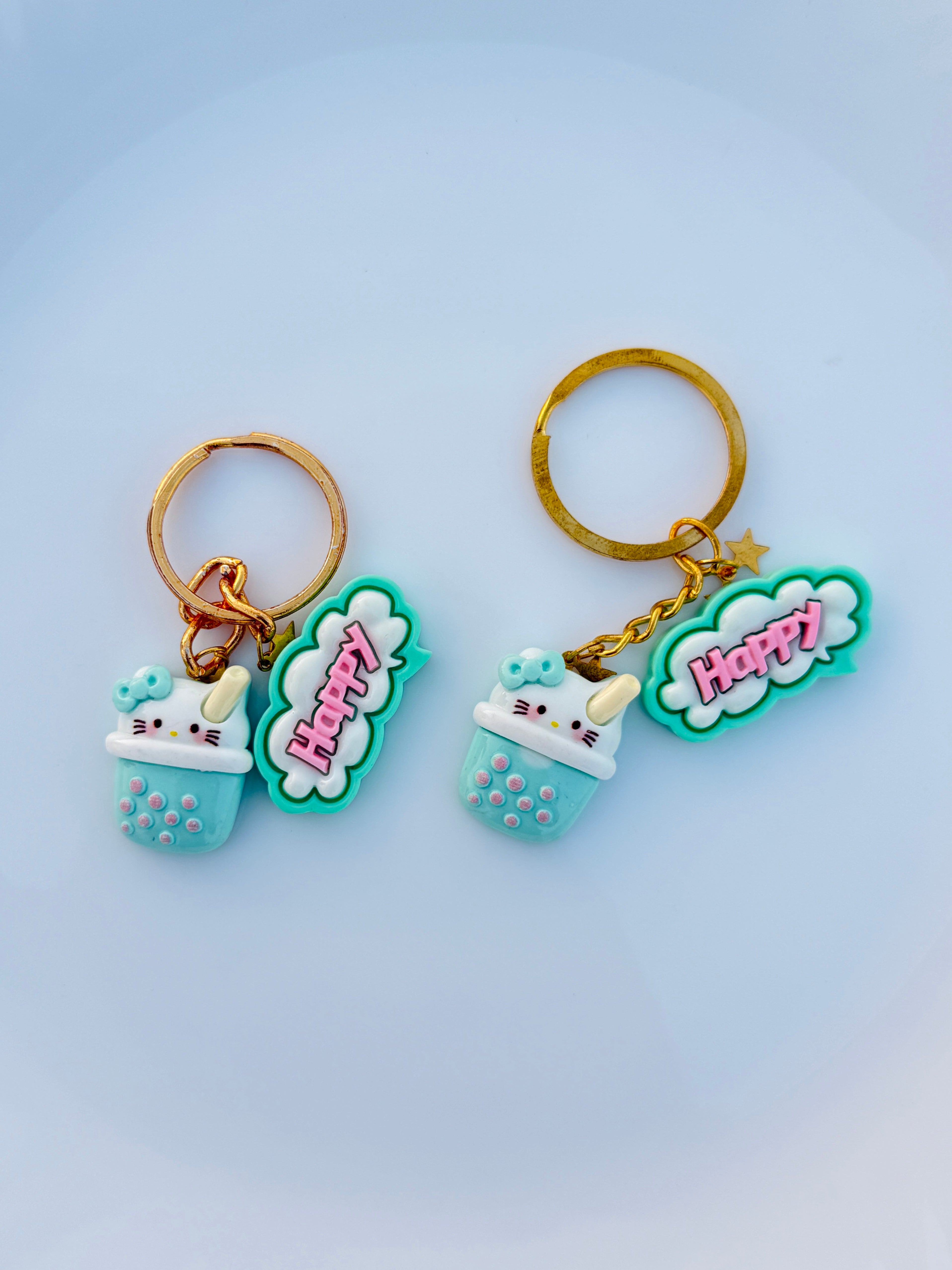 Bubble Tea Phrase Keychain Cute Boba Cup Charm with Pastel Quote Tag