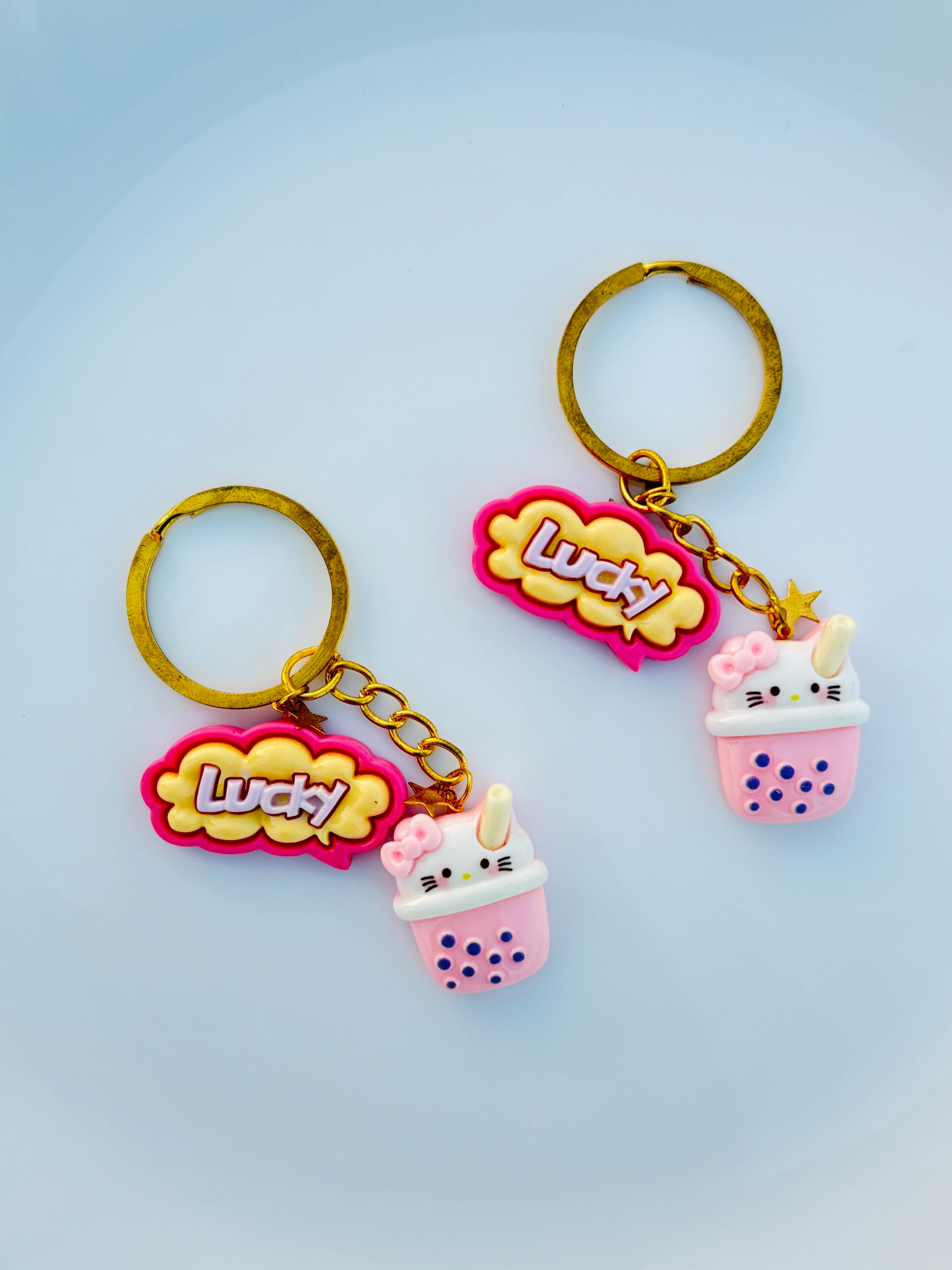 Bubble Tea Phrase Keychain Cute Boba Cup Charm with Pastel Quote Tag