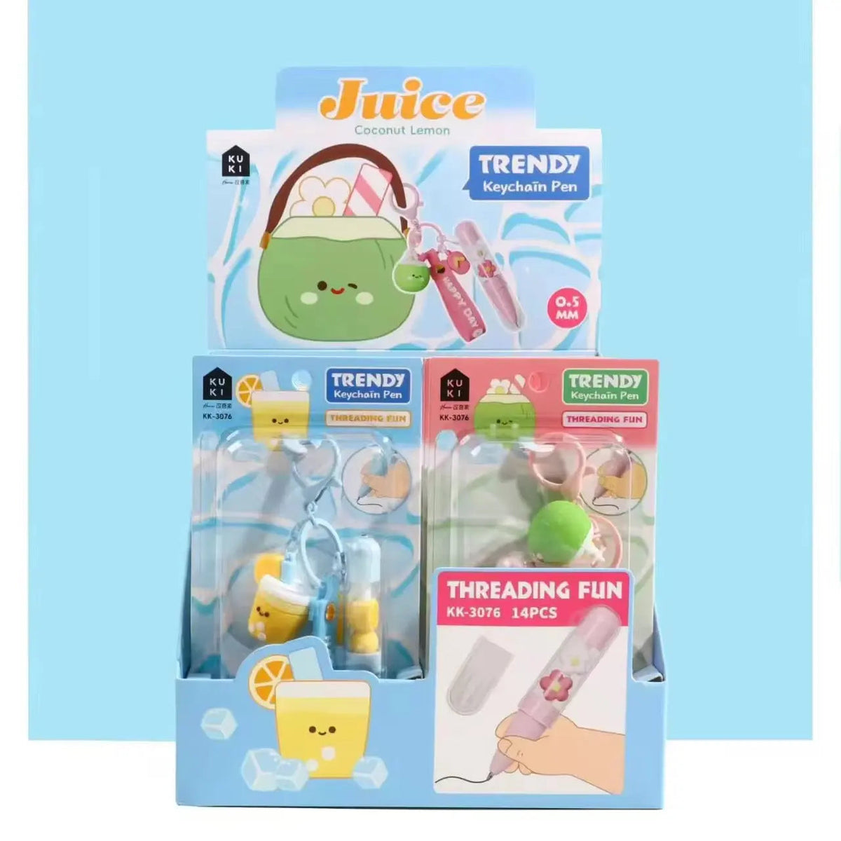 Cute Trendy Keychain Gel Pen 0.5mm Juice Coconut Lemon Kawaii Pen