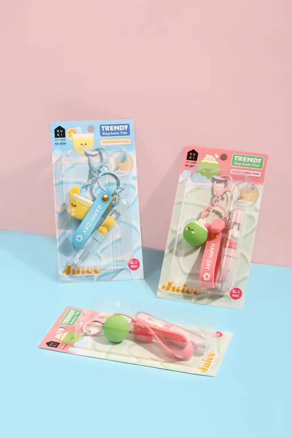 Cute Trendy Keychain Gel Pen 0.5mm Juice Coconut Lemon Kawaii Pen