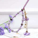 Elegant Beaded Phone Charm with Rose Pendant Aesthetic Wrist Strap Accessory
