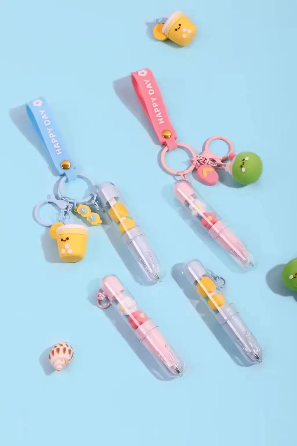 Cute Trendy Keychain Gel Pen 0.5mm Juice Coconut Lemon Kawaii Pen