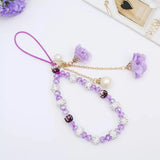 Elegant Beaded Phone Charm with Rose Pendant Aesthetic Wrist Strap Accessory