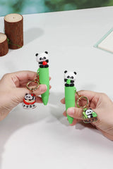 Bestie Panda Charm Gel Pen Set Cute Kawaii 0.4mm Black Ink Pens with Keychain