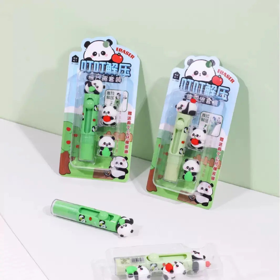 Cute Panda Stress Relief Eraser Set Kawaii Sliding Puzzle Eraser for Kids
