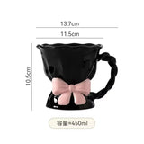 Elegant Bow Ceramic Coffee Mug Aesthetic Vintage Tea Cup