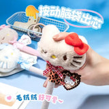 Cute Plush Kitty Push Gel Pen Soft Stuffed Character Black Ink Pen