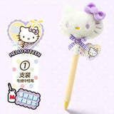Cute Plush Kitty Push Gel Pen Soft Stuffed Character Black Ink Pen