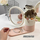 Vanity Mirror Organizer 360° Rotating Makeup Holder with Storage Tray