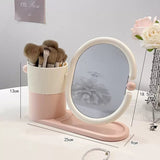Vanity Mirror Organizer 360° Rotating Makeup Holder with Storage Tray
