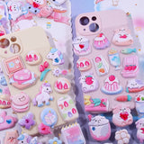 Pack Of 4 Kawaii Puffy Sticker Set 3D Cute Bubble Stickers
