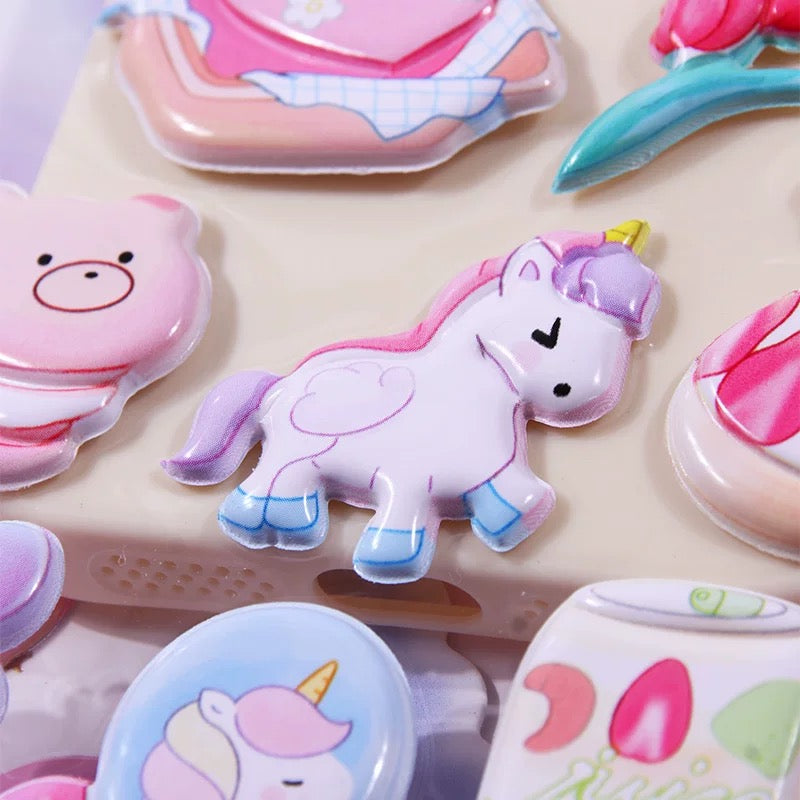 Pack Of 4 Kawaii Puffy Sticker Set 3D Cute Bubble Stickers