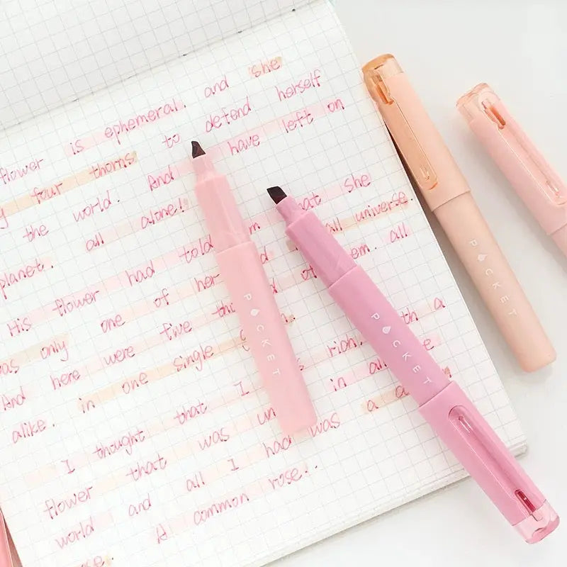 Pastel Pocket Highlighter Set Soft Aesthetic Markers (4pcs)