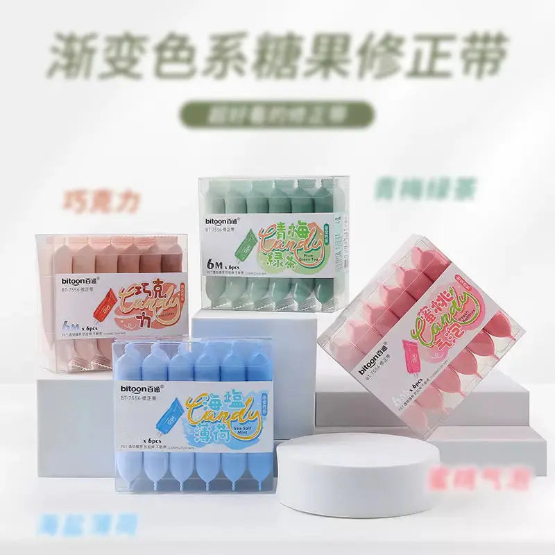Candy Gradient Correction Tape Aesthetic White Out Set (6pcs)