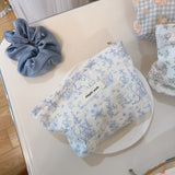 Cute Cartoon Print Mini Coin Purse Square Cotton Zipper Storage Pouch for Earphones & Lipstick