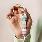 Handmade Beaded Keychain with Wooden & Silicone Beads