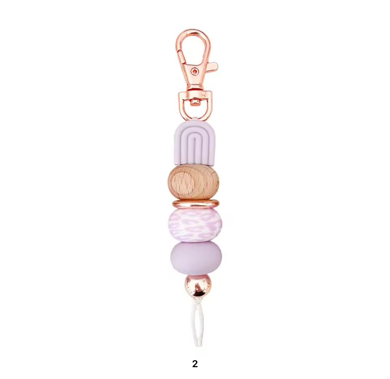 Handmade Beaded Keychain with Wooden & Silicone Beads
