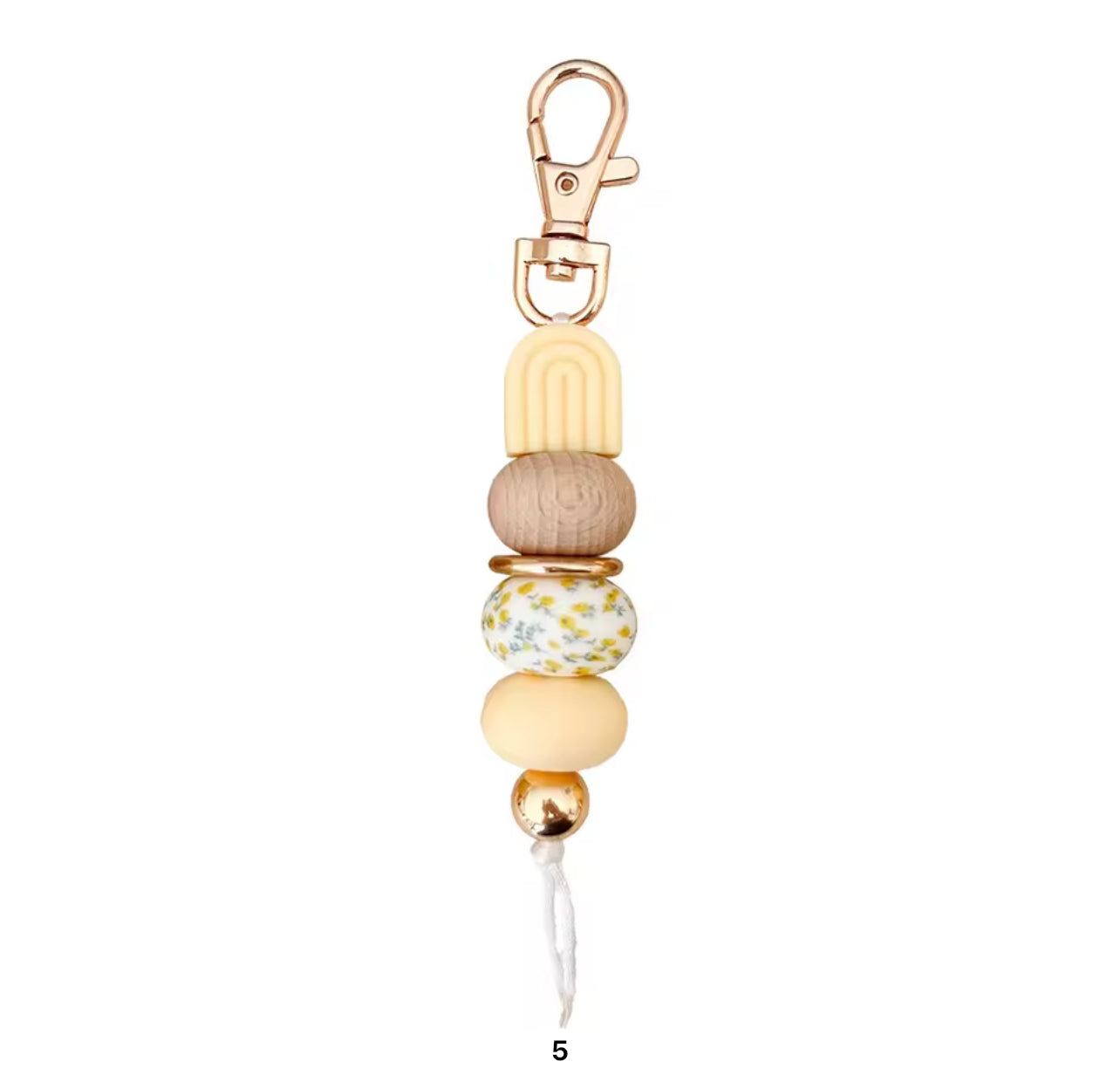 Handmade Beaded Keychain with Wooden & Silicone Beads