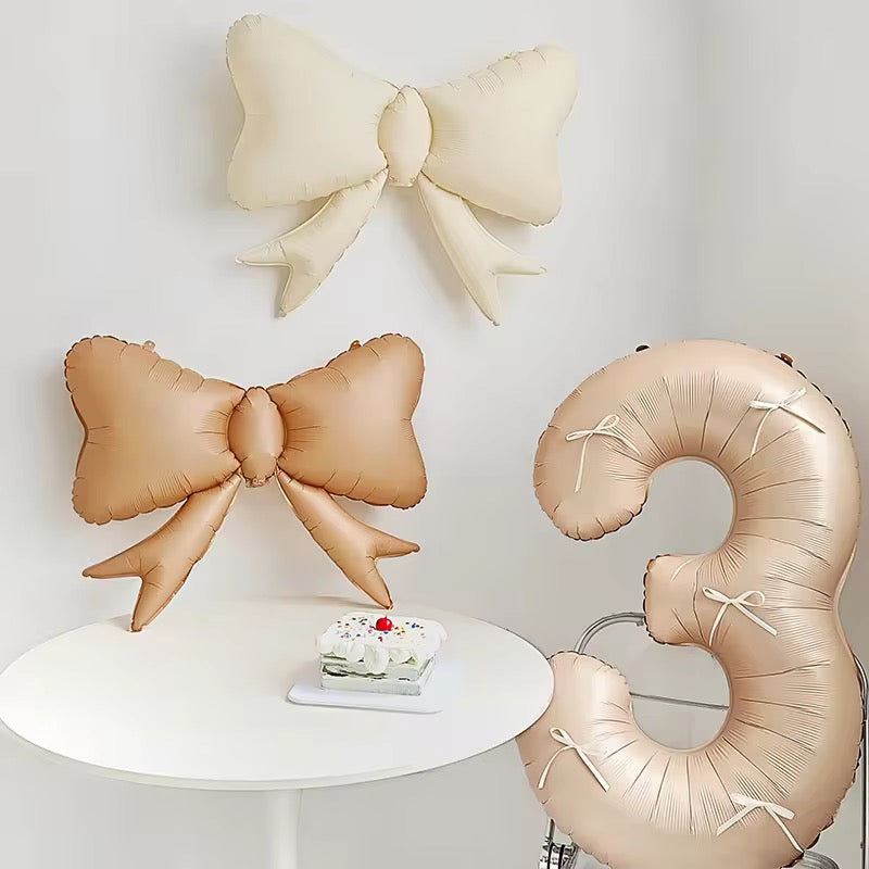 Pastel Bow Mylar Balloons Mylar Matte Bowtie Globos for Girl Baby Shower & Birthday Party Decoration