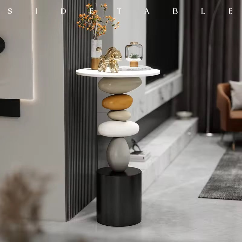 Modern Stone Inspired Stacked Side Table