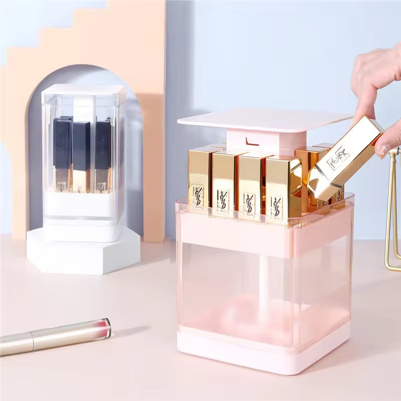 Portable Lipstick & Perfume Holder 12 Compartment Clear Storage Organizer for Travel Bathroom & Vanity