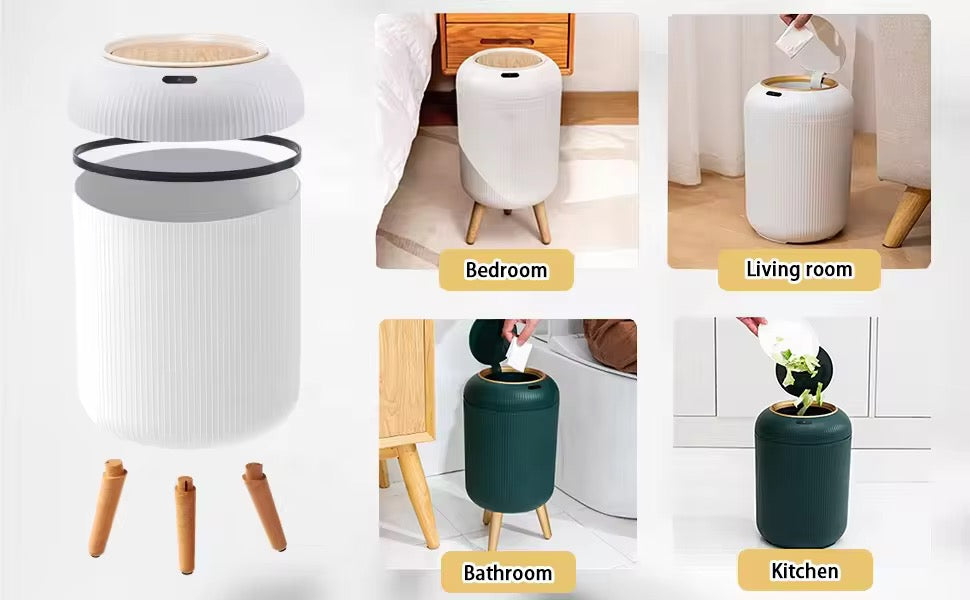 Smart Motion Sensor Trash Can Automatic Lid Small Plastic Waste Bin for Bedroom, Bathroom, Kitchen & Office