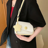 Pastel Colorblock Crossbody Bag with Flower Charm