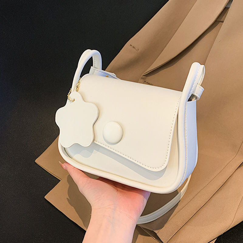 Pastel Colorblock Crossbody Bag with Flower Charm