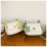 Pastel Colorblock Crossbody Bag with Flower Charm