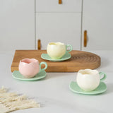 Ceramic Mini Tulip Coffee Mug With Saucers