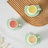 Ceramic Mini Tulip Coffee Mug With Saucers