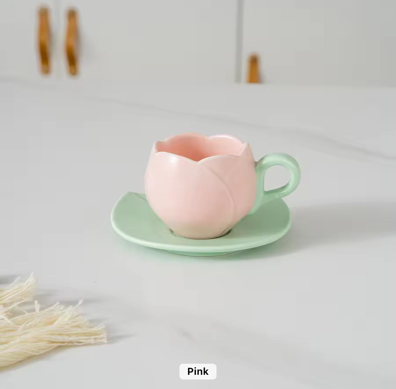 Ceramic Mini Tulip Coffee Mug With Saucers