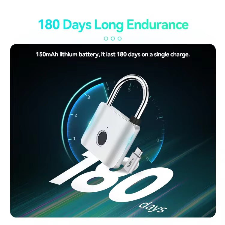 Fingerprint Smart PadlockBiometric Lock for Travel Luggage, Gym Lockers, Cabinets & Backpacks