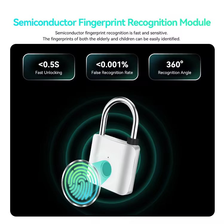 Fingerprint Smart PadlockBiometric Lock for Travel Luggage, Gym Lockers, Cabinets & Backpacks