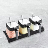 Pack Of Glass Seasoning Jar Heat-Resistant, Moisture-Proof Salt Box with Handle & Spoon Included