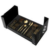 Black & Gold Stainless Steel Cutlery Set Elegant Flatware Gift Box with Knife Fork Spoon for Festive Dining & Special Occasions