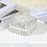 Rhinestone Jewelry Case Portable Sparkling Organizer Box for Rings, Earrings & Necklace