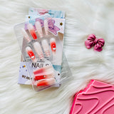 Rhinestone Accent Design Press On Nails Matte Coffin Shape