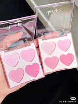 Heart-Shaped 4-Color Matte Blusher Palette Long Lasting Private Label Blush Compact