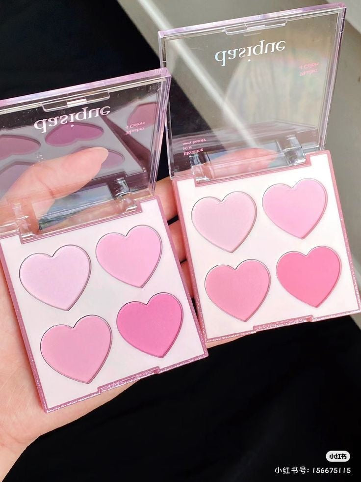 Heart-Shaped 4-Color Matte Blusher Palette Long Lasting Private Label Blush Compact