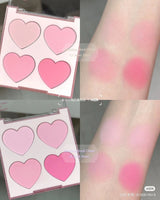 Heart-Shaped 4-Color Matte Blusher Palette Long Lasting Private Label Blush Compact